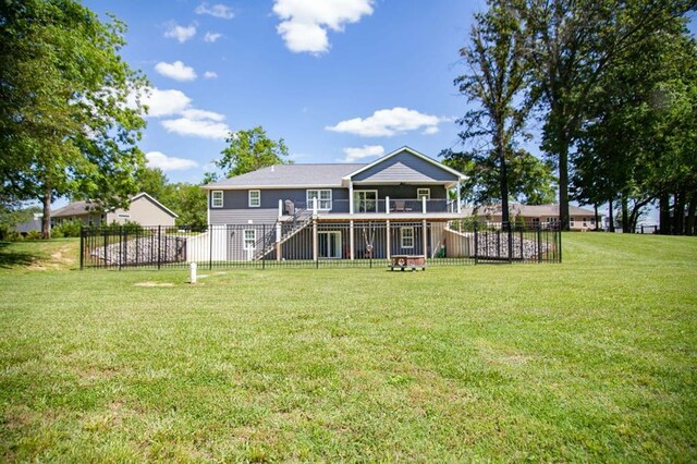 20083 Southview Dr, Carlyle, IL 62231 - back of house with stairs and a wooden deck