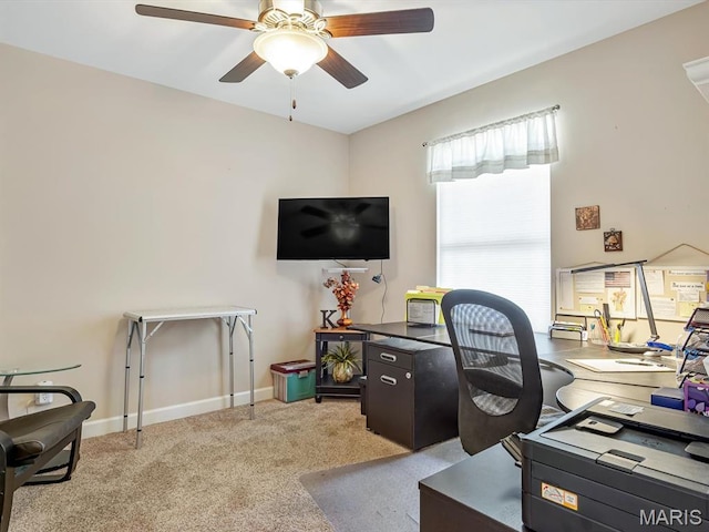 1051 Creekside Dr, Waterloo, IL 62298 - home office with ceiling fan and light colored carpet
