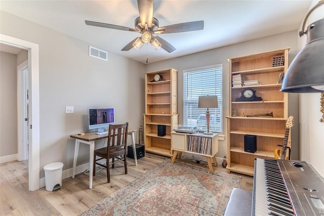 153 Mesa Dr, Waynesville, MO 65583 - office featuring wood finished floors, ceiling fan, and baseboards