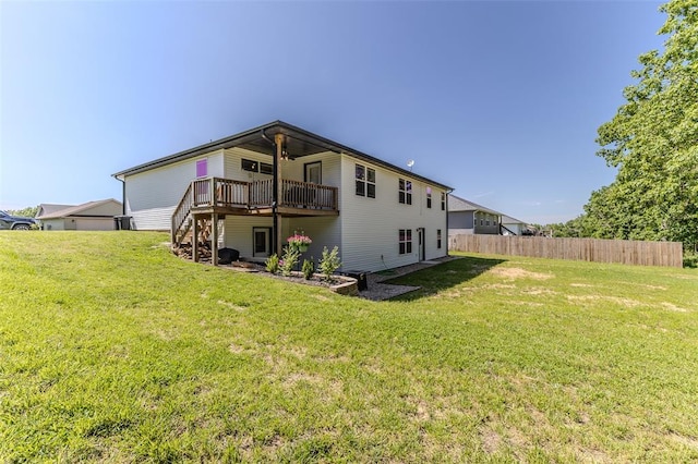 153 Mesa Dr, Waynesville, MO 65583 - back of property with a wooden deck and stairway