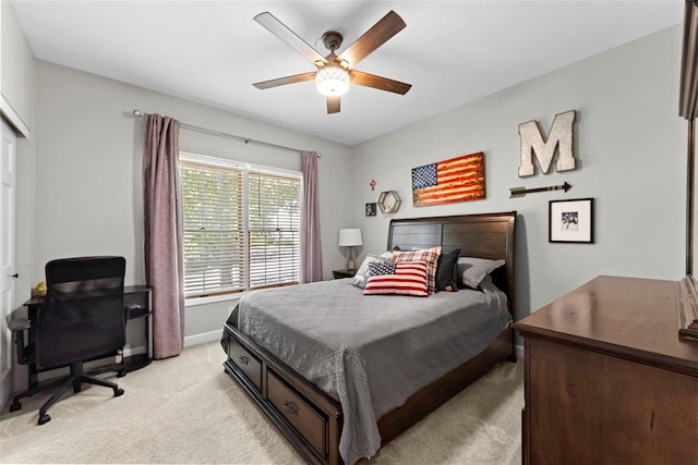 2347 Callaway Fork Rd, Defiance, MO 63341 - bedroom featuring light colored carpet, a desk, baseboards, and ceiling fan