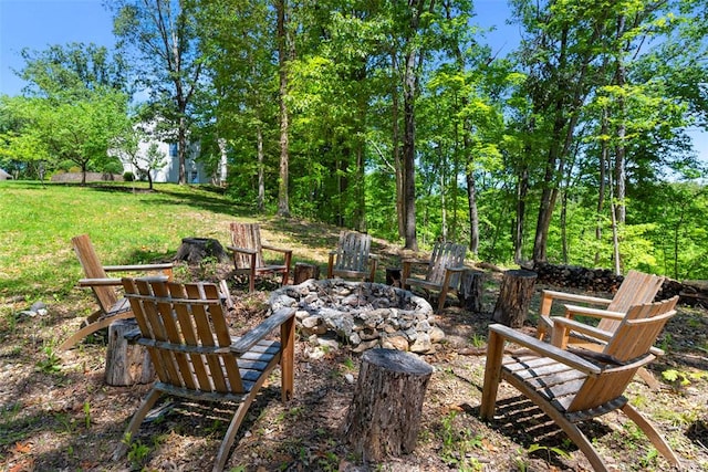 2347 Callaway Fork Rd, Defiance, MO 63341 - view of grassy yard featuring an outdoor fire pit