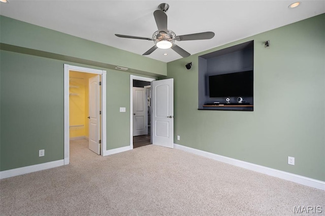 4516 Austin Point Ct, Saint Charles, MO 63304 - unfurnished bedroom featuring carpet floors, recessed lighting, a walk in closet, and ceiling fan
