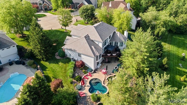 4516 Austin Point Ct, Saint Charles, MO 63304 - aerial perspective of suburban area featuring a pool area