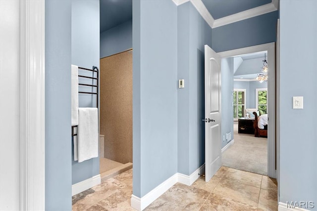 4516 Levis Ln, Godfrey, IL 62035 - corridor featuring crown molding and baseboards