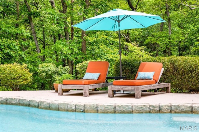 4516 Levis Ln, Godfrey, IL 62035 - view of swimming pool with a forest view