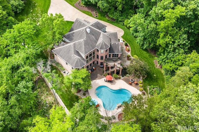 4516 Levis Ln, Godfrey, IL 62035 - view from above of property with a pool area