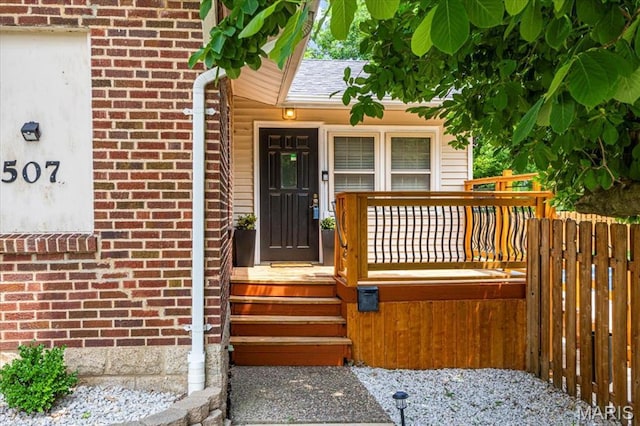 507 Alphonse Dr, Kirkwood, MO 63122 - property entrance featuring brick siding and a shingled roof