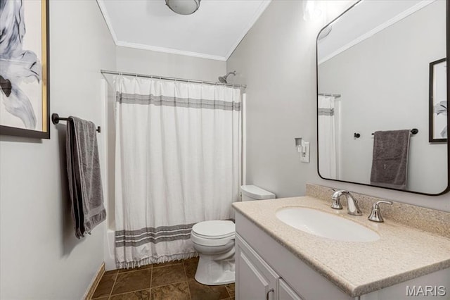 507 Alphonse Dr, Kirkwood, MO 63122 - full bathroom featuring ornamental molding, vanity, and toilet