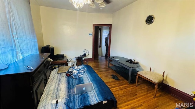 5044 Louisiana Ave, Saint Louis, MO 63111 - bedroom with a chandelier and wood finished floors