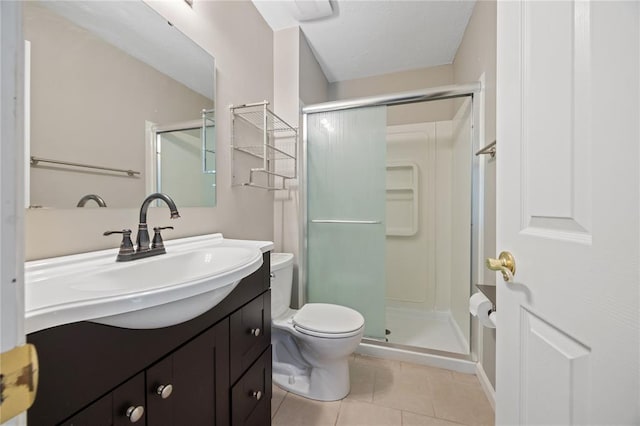 243 Mill Run Ln, Saint Peters, MO 63376 - bathroom with toilet, vanity, a shower stall, and tile patterned flooring