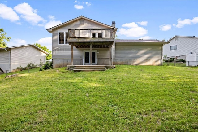 243 Mill Run Ln, Saint Peters, MO 63376 - back of house featuring a wooden deck and a chimney