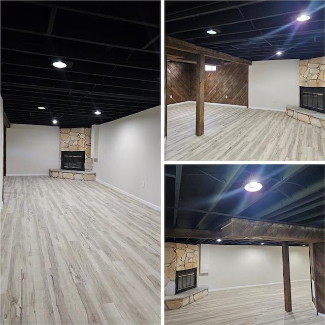 10619 Alliance Dr, Saint Louis, MO 63136 - finished basement featuring a fireplace and baseboards