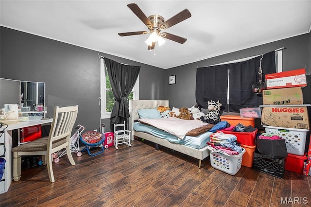 2850 S Hwy W, Winfield, MO 63389 - bedroom with wood finished floors and ceiling fan