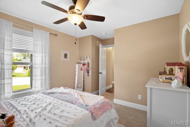 8743 Cardinal Creek Dr, Saint Jacob, IL 62281 - bedroom with light colored carpet, baseboards, and a ceiling fan