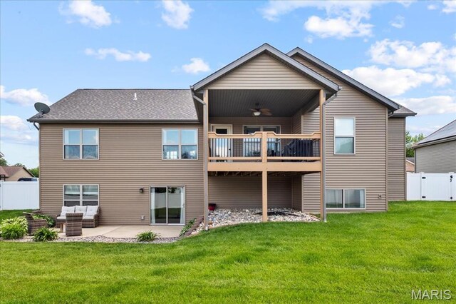 8743 Cardinal Creek Dr, Saint Jacob, IL 62281 - back of house featuring a balcony, a ceiling fan, an outdoor living space, and a patio