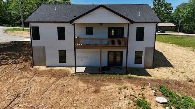 14682 N State Highway 21, Cadet, MO 63630 - back of house featuring french doors, a patio area, ceiling fan, and a shingled roof