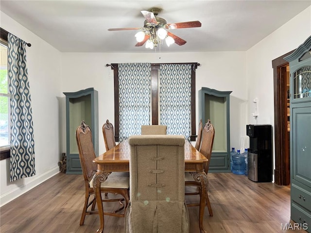 1106 Raab Ave, Belleville, IL 62220 - dining space with a ceiling fan, wood finished floors, and baseboards