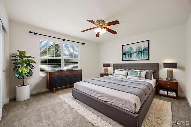 102 Riparian Dr, Ofallon, MO 63368 - bedroom featuring light colored carpet, baseboards, and a ceiling fan