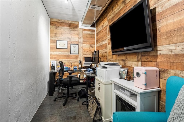 1456 Red Oak Plantation Dr, Ballwin, MO 63021 - office area with wooden walls and a textured wall