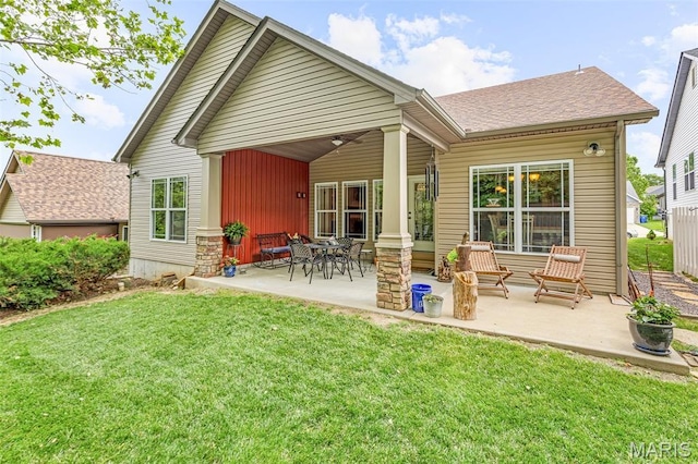 1930 Masters Dr, Festus, MO 63028 - back of house with a yard, a patio area, and a ceiling fan
