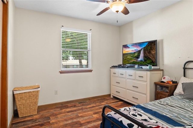 1505 Mulberry St, Jackson, MO 63755 - bedroom featuring dark wood-type flooring, baseboards, and ceiling fan