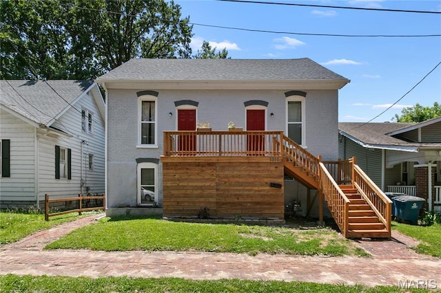 1217 E 5th St, Alton, IL 62002 - view of front of house with brick siding, stairway, and a shingled roof