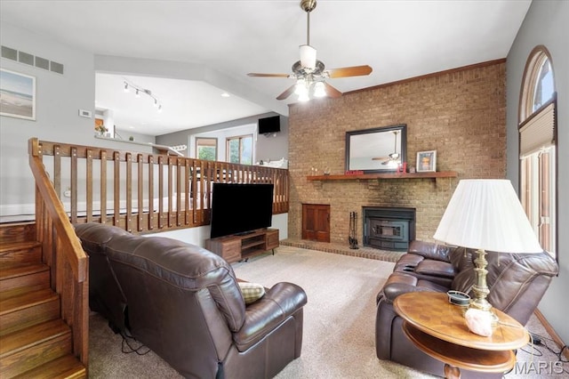 3536 Possum Ridge Dr, Imperial, MO 63052 - living area featuring ceiling fan, carpet, and baseboards