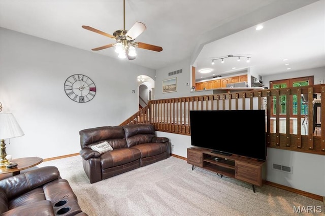 3536 Possum Ridge Dr, Imperial, MO 63052 - carpeted living area featuring baseboards and a ceiling fan