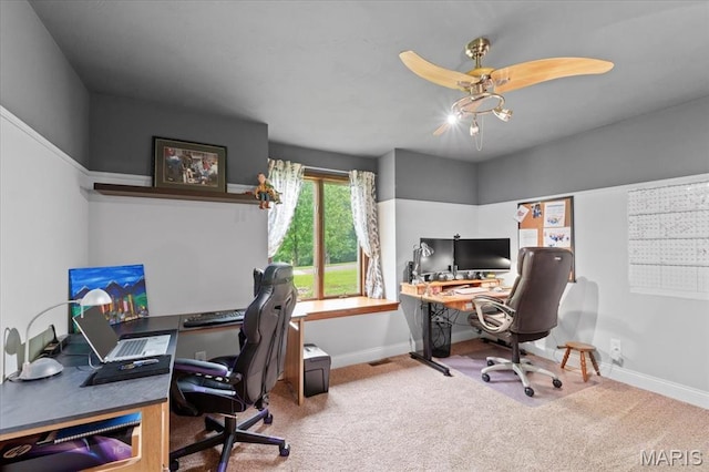 3536 Possum Ridge Dr, Imperial, MO 63052 - carpeted office with a ceiling fan and baseboards