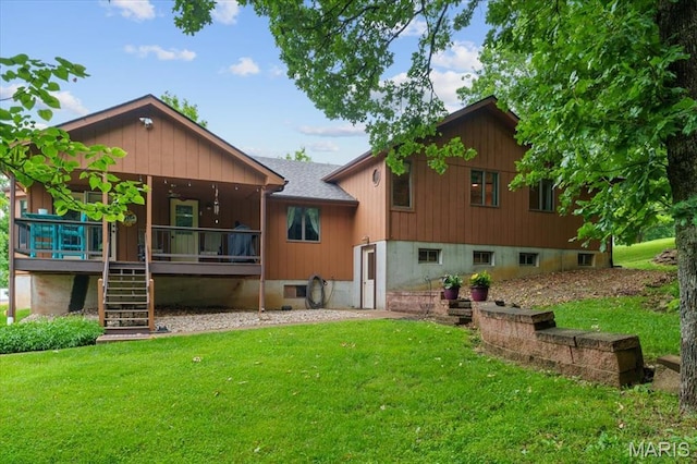 3536 Possum Ridge Dr, Imperial, MO 63052 - rear view of property featuring a lawn and stairway