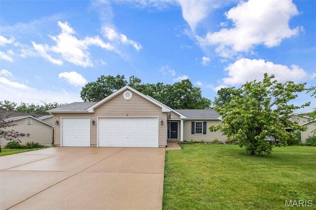 30 Citori Ct, Troy, MO 63379 - ranch-style house with concrete driveway, an attached garage, and a front yard