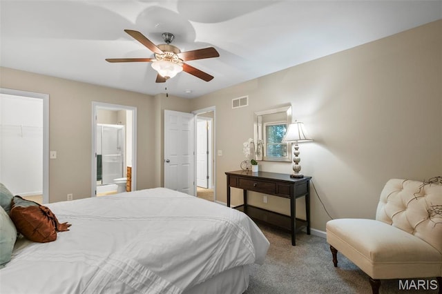 30 Citori Ct, Troy, MO 63379 - carpeted bedroom featuring baseboards, a walk in closet, ceiling fan, connected bathroom, and a closet