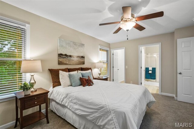 30 Citori Ct, Troy, MO 63379 - bedroom with carpet flooring, baseboards, ensuite bathroom, and ceiling fan