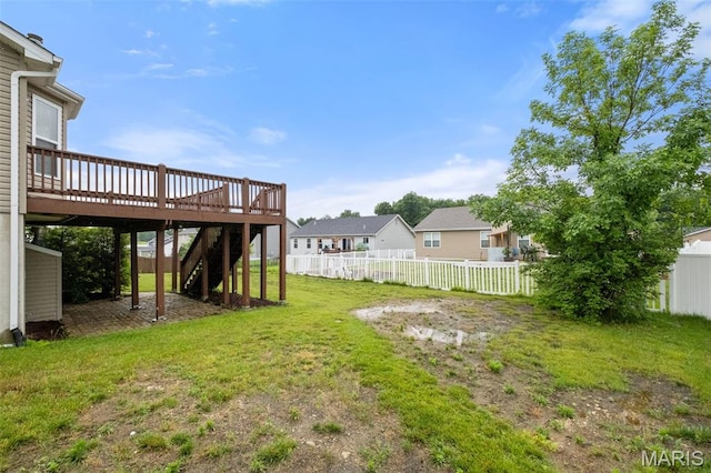 171 Majestic Lakes Blvd, Moscow Mills, MO 63362 - view of yard with stairs, a wooden deck, and a residential view