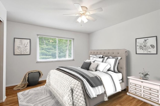 13105 Dartagnan Ct, Creve Coeur, MO 63141 - bedroom with wood finished floors, baseboards, and a ceiling fan