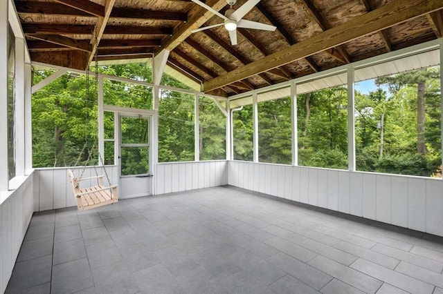 13105 Dartagnan Ct, Creve Coeur, MO 63141 - unfurnished sunroom with ceiling fan and vaulted ceiling