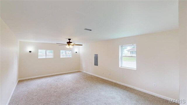 1350 Norwood Dr, Granite City, IL 62040 - carpeted empty room with electric panel and ceiling fan