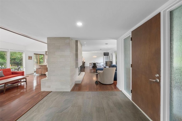 36 Stoneyside Ln, Olivette, MO 63132 - hallway featuring wood finished floors and recessed lighting