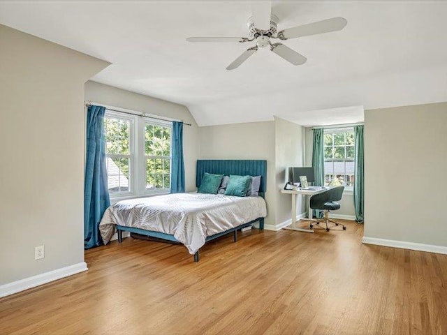 211 Country Club Ln, Belleville, IL 62223 - bedroom with wood finished floors, vaulted ceiling, baseboards, and a desk