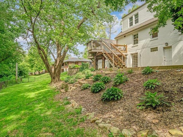 211 Country Club Ln, Belleville, IL 62223 - view of yard featuring stairs and a deck