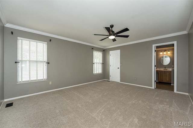 403 Autumn Farms Ct, Wentzville, MO 63385 - unfurnished bedroom featuring ornamental molding, carpet flooring, and ensuite bath