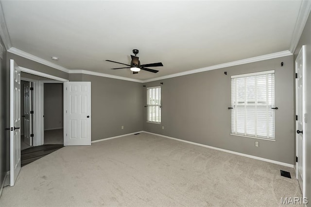 403 Autumn Farms Ct, Wentzville, MO 63385 - unfurnished bedroom with carpet floors, ornamental molding, and ceiling fan