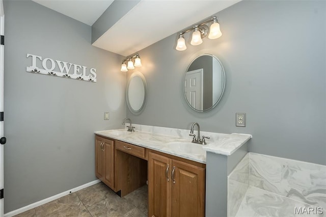 403 Autumn Farms Ct, Wentzville, MO 63385 - bathroom featuring double vanity and baseboards