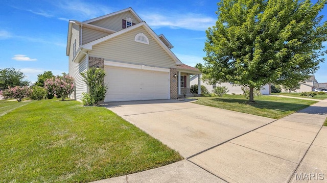 1101 Gulfstream Way, Mascoutah, IL 62258 - traditional home with concrete driveway, a front yard, and brick siding