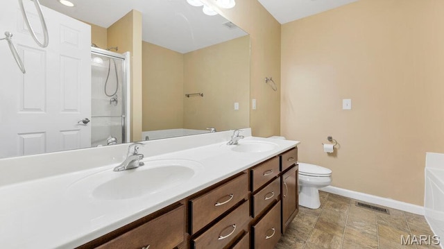 1101 Gulfstream Way, Mascoutah, IL 62258 - bathroom featuring double vanity, an enclosed shower, and a tub
