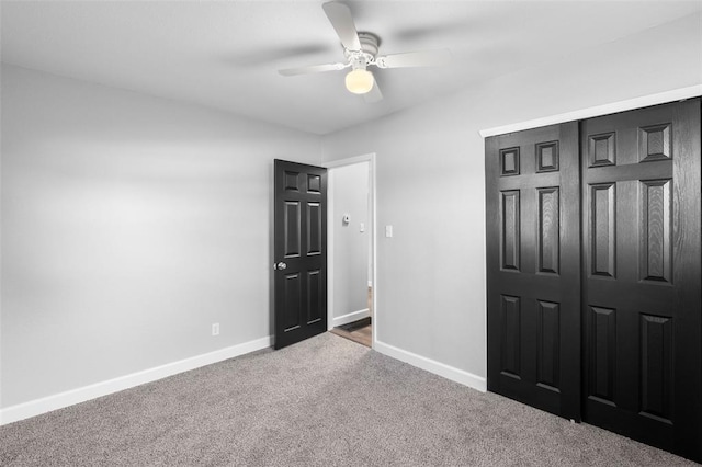 418 Williams St, Pacific, MO 63069 - unfurnished bedroom featuring carpet floors, baseboards, a closet, and ceiling fan