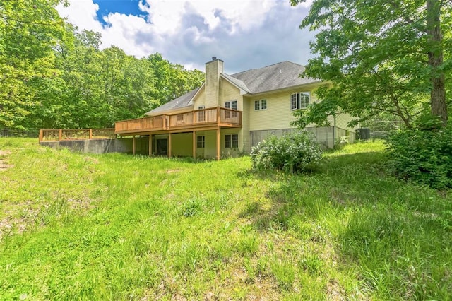 2629 Seminole Rd, Cuba, MO 65453 - back of property featuring a deck and a chimney