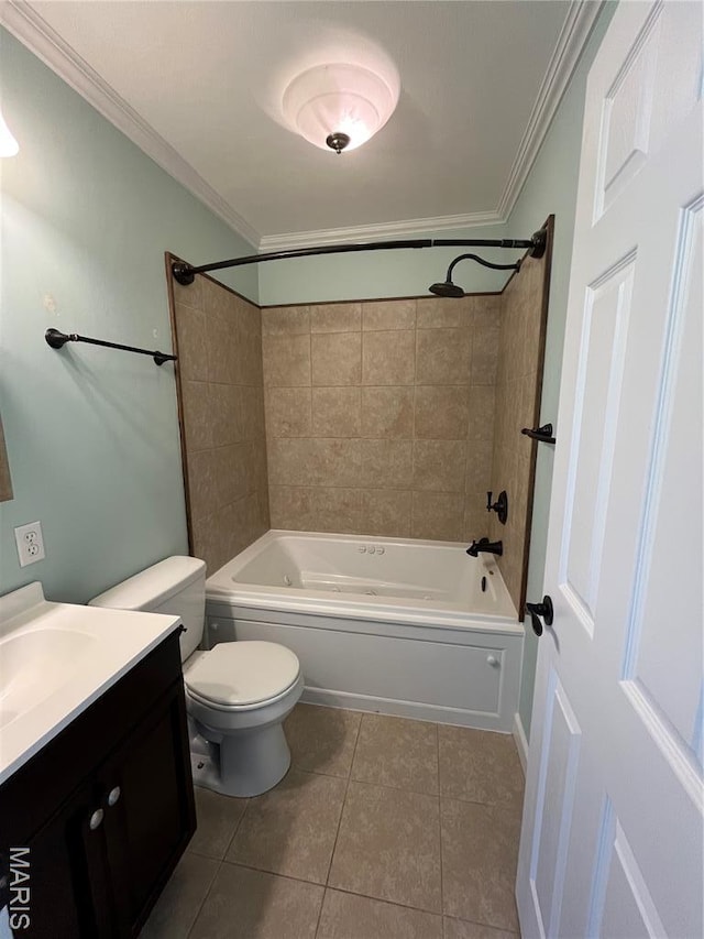 1319 W Main St, Bowling Green, MO 63334 - full bath featuring tile patterned flooring, vanity, toilet, bathtub / shower combination, and crown molding