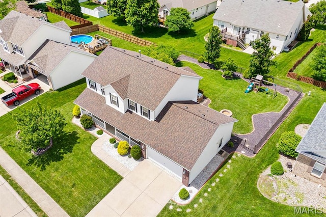 2711 Cascade Lake Dr, Shiloh, IL 62221 - aerial perspective of suburban area featuring a pool